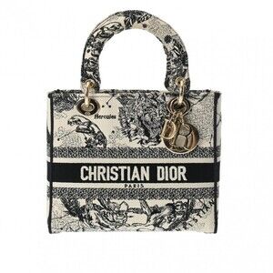 CHRISTIAN DIOR Lady Lite White Black Toile de Jouy Handbag